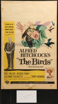 7s232 BIRDS group of 3 signed items 1963 by Rod Taylor AND Tippi Hedren + original window card!