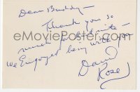 7s743 DAVID ROSE signed 3x4 thank you card 1959 sending thank you note to Buddy Adler for last nite!