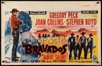 7t347 BRAVADOS Belgian 1958 different art of cowboy Gregory Peck & sexy Joan Collins!