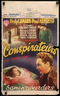 7t352 CONSPIRATORS Belgian 1948 freedom fighter Paul Henreid falls in love with Hedy Lamarr!