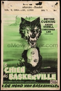 7t377 HOUND OF THE BASKERVILLES Belgian 1959 Hammer horror, great blood-dripping dog artwork!