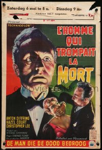 7t401 MAN WHO COULD CHEAT DEATH Belgian 1959 Hammer horror, Nils Asther, cool horror artwork!