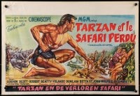 7t430 TARZAN & THE LOST SAFARI Belgian 1957 great artwork of Gordon Scott in the title role!