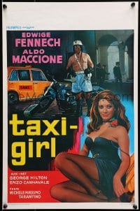 7t431 TAXI GIRL Belgian 1977 full-length art of super sexy Edwige Fenech at phone!