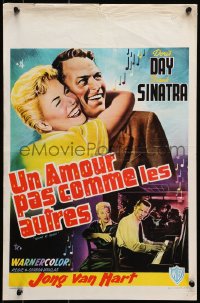 7t444 YOUNG AT HEART Belgian 1954 great close up art of Doris Day hugging Frank Sinatra!