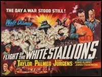 7t064 MIRACLE OF THE WHITE STALLIONS British quad 1963 Walt Disney, Lipizzaner stallions & soldiers art!