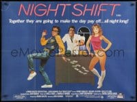 7t068 NIGHT SHIFT British quad 1982 different art of Michael Keaton, Henry Winkler, Shelley Long!
