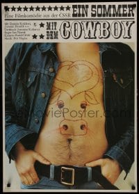 7t595 LETO S KOVBOJEM East German 23x32 1977 wild image of bull tattoo on man's chest!