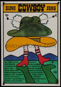 7t647 SING COWBOY SING East German 23x32 1983 completely different and wacky art, cowboy Dean Reed!