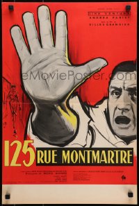 7t195 125 RUE MONTMARTRE French 16x24 1959 cool close up art of detective Lino Ventura by Yves Thos!