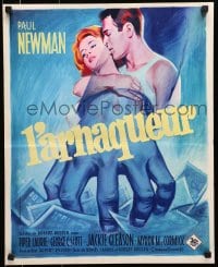 7t216 HUSTLER French 18x22 1962 Grinsson art of pool pro Paul Newman & sexy Piper Laurie!