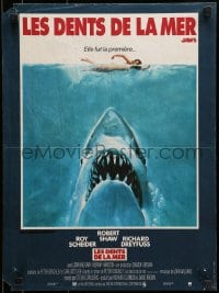 7t218 JAWS French 16x21 1975 art of Steven Spielberg's classic man-eating shark attacking swimmer!
