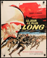 7t222 LONGEST DAY French 17x21 1962 incredible completely different art by Vanni Tealdi!