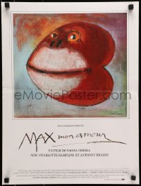 7t223 MAX MY LOVE French 16x21 1986 Nagisa Oshima, Francois art of chimp in heart!