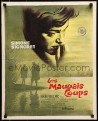 7t224 NAKED AUTUMN French 18x22 1961 Les Mauvais coups, close-up art of Simone Signoret!