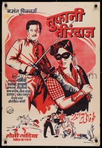 7t005 TOOFANI TIRANDAZ Indian 21x30 1947 art of Fearless Nadia, Prakash & Sona Chatterjee!