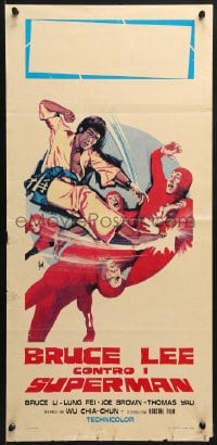 7t819 BRUCE LEE AGAINST SUPERMEN Italian locandina 1976 Aller art of Yi Tao Chang in title role!