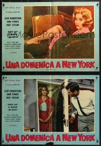 7t897 SUNDAY IN NEW YORK group of 7 Italian 19x26 pbustas 1964 Cliff Robertson, Taylor, Jane Fonda!