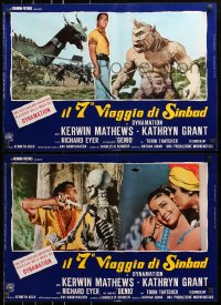 7t924 7th VOYAGE OF SINBAD group of 4 Italian 18x26 pbustas R1976 Harryhausen fantasy classic, fx!