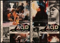 7t880 ACID group of 9 Italian 18x26 pbustas 1968 images of crazed LSD drug users at wild parties!