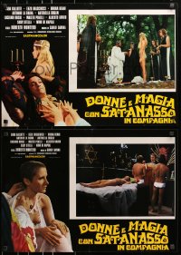 7t954 DONNE E MAGIA CON SATANASSO IN COMPAGNIA group of 2 Italian 18x26 pbustas 1973 wild horror!
