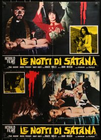 7t955 EXORCISM group of 2 Italian 18x26 pbustas 1976 woman transforms into demon!
