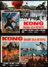 7t938 WAR OF THE GARGANTUAS group of 4 Italian 18x26 pbustas R1976 Piovano art of King Kong!