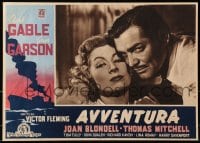 7t855 ADVENTURE Italian 14x19 pbusta 1948 Clark Gable, Greer Garson, different border art!