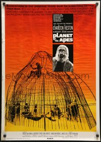 7t506 PLANET OF THE APES Japanese R1998 Charlton Heston, classic sci-fi, cool art of caged humans!