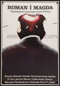 7t748 ROMAN I MAGDA Polish 27x39 1979 Marek Ploza-Dounski art of man with apple for a head!