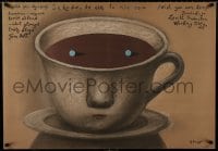 7t763 WISH YOU WERE HERE Polish 27x38 1988 Emily Lloyd, Stasys art of coffee cup w/eyes!