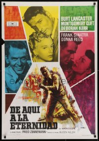 7t026 FROM HERE TO ETERNITY Spanish R1960s Burt Lancaster, Kerr, Sinatra & Clift, art by Mac!