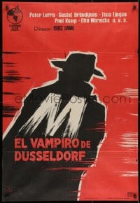 7t028 M Spanish R1962 Fritz Lang classic, silhouette art of serial killer Peter Lorre!