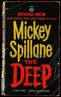 7w275 DEEP 1st printing paperback book 1961 Mickey Spillane novel, earthy, fast & tough as ever!