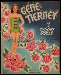 7w220 GENE TIERNEY softcover book 1947 two cut-out paper dolls with a variety of outfits!