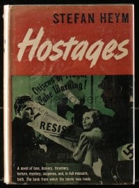 7w047 HOSTAGES Sun Dial Press movie edition hardcover book 1943 Luise Rainer in World War II!