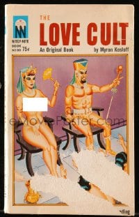 7w131 LOVE CULT paperback book 1963 sleazy art of cult with pagan orgies in Hollywood!