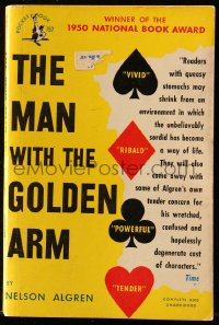 7w289 MAN WITH THE GOLDEN ARM Pocket Book edition paperback book 1951 National Book Award winner!