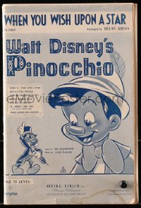 7w243 PINOCCHIO song book 1939 When You Wish Upon a Star, all instrument parts in 2-page sections!