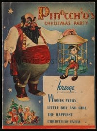 7w242 PINOCCHIO softcover book 1939 Pinocchio's Christmas Party, given to kids at Kresge store!