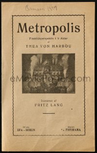 7w004 METROPOLIS Danish program 1927 Fritz Lang classic, Thea Von Harbou, great images!