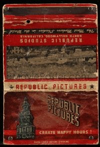 7w003 REPUBLIC PICTURES 3x5 empty matchbook cover 1944 ad for Lake Placid Serenade inside!
