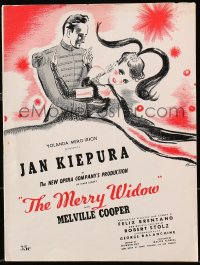 7w583 MERRY WIDOW stage play souvenir program book 1943 Jan Kiepura, Melville Cooper, Bonel art!