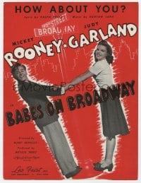 7w313 BABES ON BROADWAY sheet music 1941 Mickey Rooney, Judy Garland, How About You!