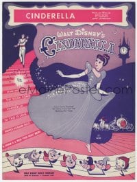 7w328 CINDERELLA sheet music 1950 Walt Disney cartoon classic, the title song!