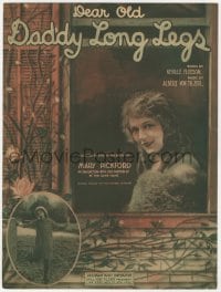7w330 DADDY LONG LEGS sheet music 1919 art of Mary Pickford by Walton, Dear Old Daddy Long Legs!