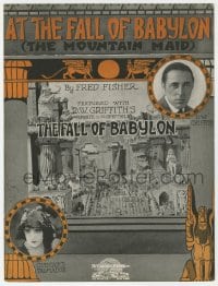 7w338 FALL OF BABYLON sheet music 1919 D.W. Griffith, At the Fall of Babylon, Andre de Takacs art!