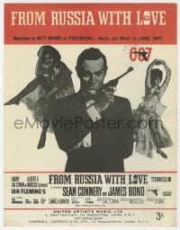7w344 FROM RUSSIA WITH LOVE English sheet music 1964 Sean Connery as James Bond, the title song!