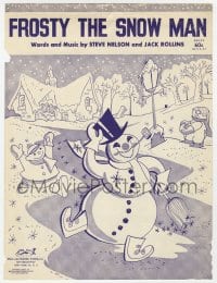 7w345 FROSTY THE SNOW MAN sheet music R1950s words & music by Steve Nelson & Jack Rollins, cool art!