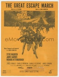 7w353 GREAT ESCAPE sheet music 1963 Steve McQueen, John Sturges classic prison break, McCarthy art!
